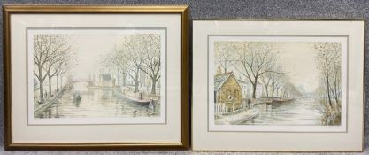 Jeremy King (1933-2020), two limited edition, signed lithographs depicting English canals in autumn.