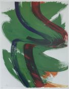 A large contemporary limited edition abstract lithograph, signed to the lower right in a glazed