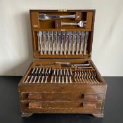 A mid century Mappin & Webb princes silver plated canteen in fitted box for twelve settings,