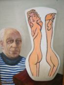 A 20th century oil on canvas titled 'Picasso's 