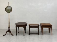 A mixed collection to include a mid-century nest of two teak tables, a 19th century oak joint stool,