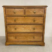 A late 19th century birch and ebonised Aesthetic style chest of two short over three long drawers on