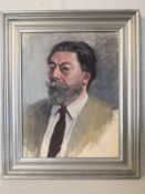 A 20th century oil on board, portrait of a gentleman, framed. 49x59cm oil on board