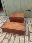 Two 19th century stained pine boxes. L.59cm Longest box