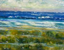 A contemporary oil seascape on canvas laid board by Michael Atwood, signed and dated 2002 in a