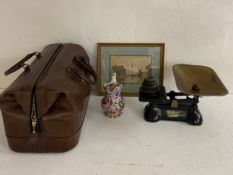 A mixed collection to include a contemporary Gladstone type bag, a 19th century ironstone jug, a
