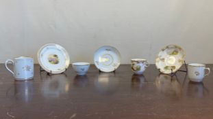 A late 18th/early 19th century Thomas Wolfe Pattern 21 gilt tea bowl and saucer along with other