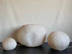 A collection of three Habitat pebble lamps. H.32cm (largest one)