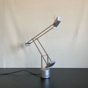 Richard Sapper (1932-2015), silver metal table lamp with counterbalance action, Artemide Micro,