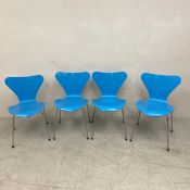 A set of four contemporary Series 7 bentwood dining chairs by Arne Jacobsen for Fritz Hansen each