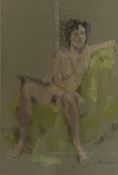 A mid century pastel nude study, indistinctly signed, framed and glazed. H.79 W.60cm