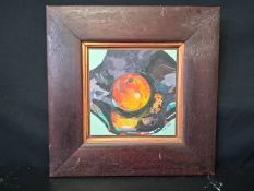 A contemporary oil on board by Christine Saville, still life apple study, signed and dated 1998 to