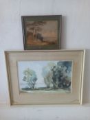A mid century English school landscape along with a 19th century similar, both framed and glazed.
