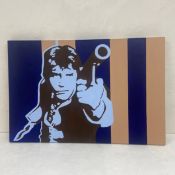 An acrylic on canvas, Harrison Ford as Han Solo, signed and dated to the reverse. H.92 W.62cm