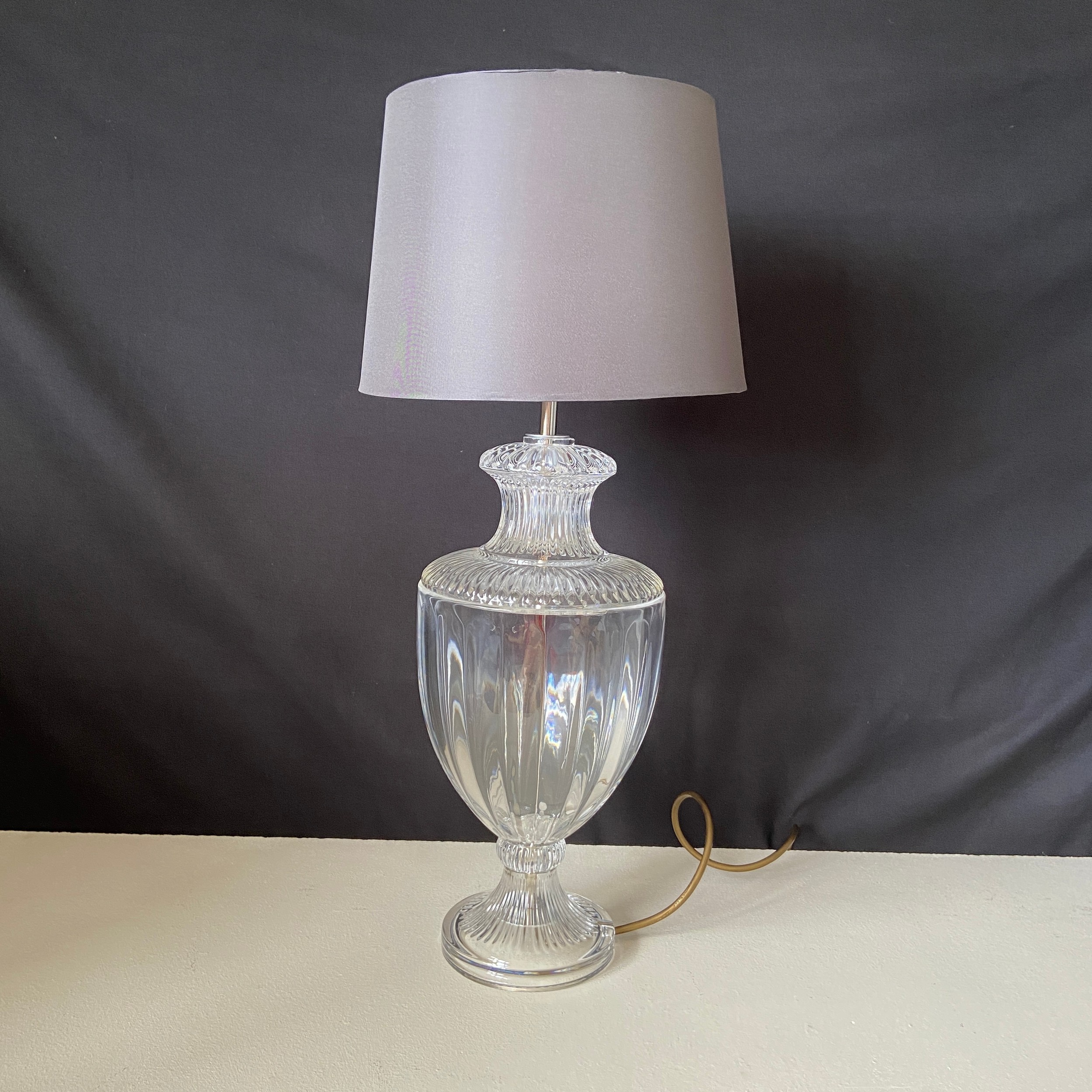 A contemporary crystal lamp of Neoclassical style urn form by Laura Ashley with shade. H.60cm