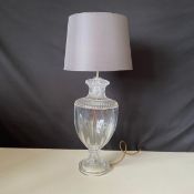 A contemporary crystal lamp of Neoclassical style urn form by Laura Ashley with shade. H.60cm