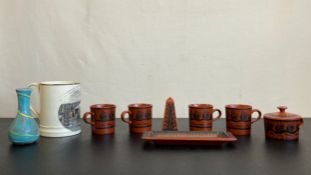 A mixed collection of ceramics to include seven pieces of a 1960s Crown Ware pattern tea service