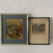 A signed 19th century etching titled 'The Porter's Lodge, Trinity Coll. Oxford' by J.W. King along