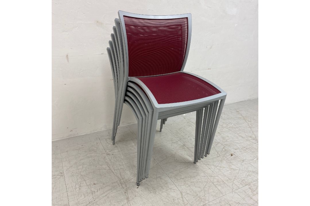 A set of six Zanotta aluminium framed dining chairs with mesh back and seats and maker's stamp to - Image 4 of 4