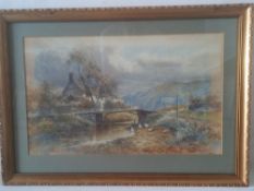 A 19th century watercolour, cottage in a rural landscape, signed bottom right, framed and glazed.