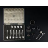 A miscellaneous collection of hallmarked silver items. Gross weight not including box: 243g.
