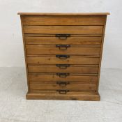 A vintage pine plans chest with seven slides fitted with retractable front covers. H.106 W.94 D.70cm