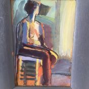 Eric Gaskell (b.1957), a contemporary oil on panel, abstract life study titled 'Nude', framed with