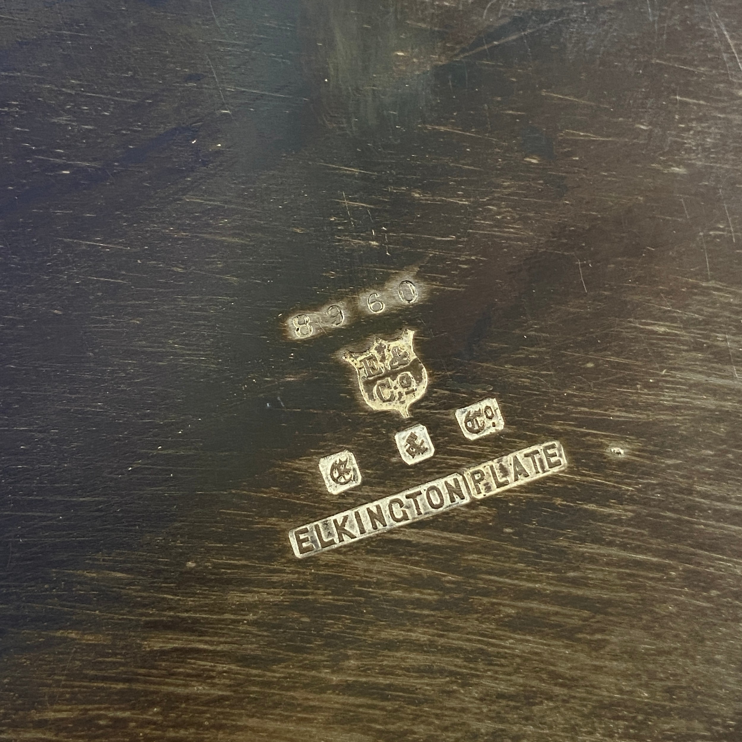 Collection of silver plated trays and salvers and a shell form comport, Elkington, Walker and Hall - Image 8 of 8