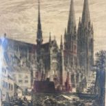 Axel Herman Haig (1835-1921), a large late 19th century etching titled 'Uppsala Cathedral', signed
