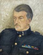 A 20th century oil on canvas, portrait of a gentleman in military dress, signed to the lower right