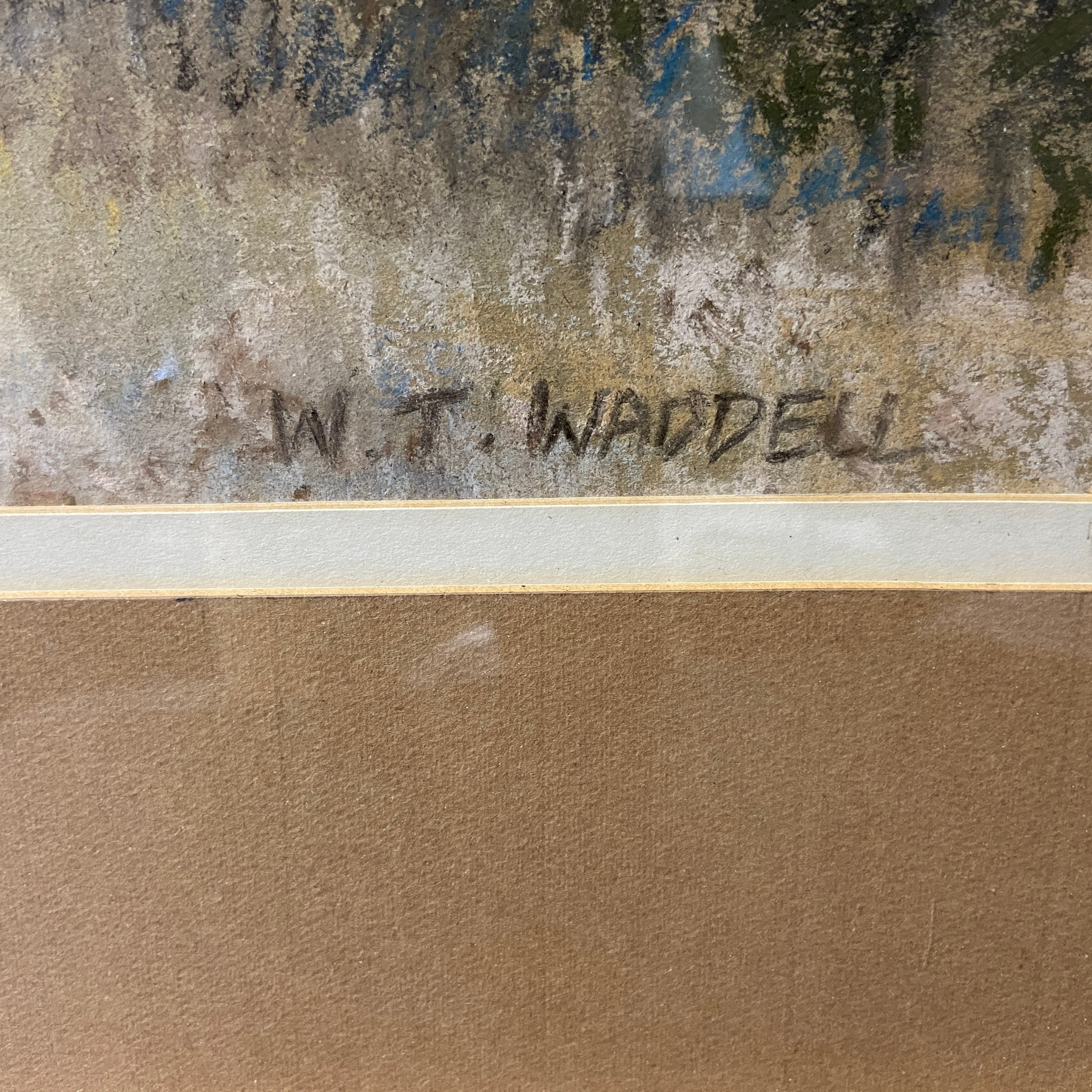 A 20th century genre style pastel study of a working Cotswold farm, signed W.T. Waddell to the lower - Image 3 of 5