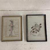 Desmond Heeley (1931-2016), two framed and glazed pencil and watercolour dress designs, a wedding