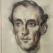 A mid 20th century charcoal and sanguine chalk portrait study of a gentleman in a glazed frame. 46 x