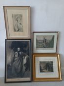Four 19th century and later prints and engravings, framed and glazed. 80x50cm (Largest).
