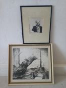 Two signed and numbered limited edition etchings, both framed and glazed. 60x55cm (Largest).