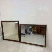 Two vintage mahogany wall mirrors to include one with a rectangular bevelled plate and brass mounted