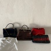 A collection of four new and unused ladies' leather handbags to include two Harrods, Russell &