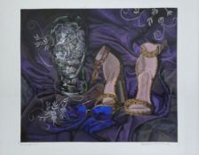 Hilary Beauchamp MBE, a contemporary acrylic painting on board titled 'Deception', hand signed in