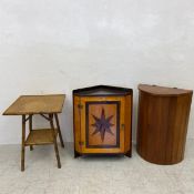 A mixed collection to include a bamboo occasional table, a 19th century Biedermeier style birds-