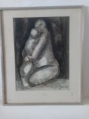 A watercolour and pencil study of a mother and child, signed and dated Glynis Beecroft 1973,