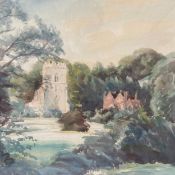 A 20th century English School watercolour depicting a village church, signed D. Spencer to the lower