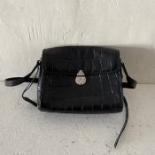 A vintage ladies Mulberry black faux crocodile skin Congo leather shoulder bag. W.28cm