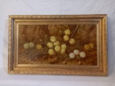 A 19th century oil on canvas laid on board, still life fruit. 71x42cm.