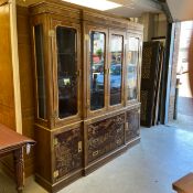 A large 1970s Vintage Chinoiserie Drexel Heritage walnut display cabinet