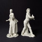 A rare pair of late 18th or early 19th century hand sculpted ivory porcelain or blanc de chine