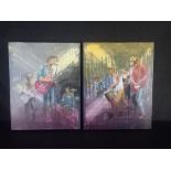 A pair of acrylic paintings on canvas, live bands, signed and dated Les Benson to the reverse.