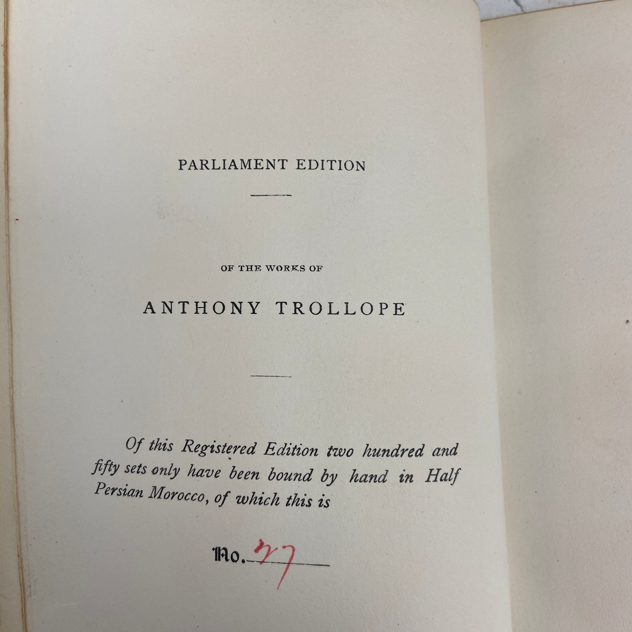 A rare set of twenty-nine original Half Persian Morocco bound Parliament Edition copies of the Works - Image 7 of 7