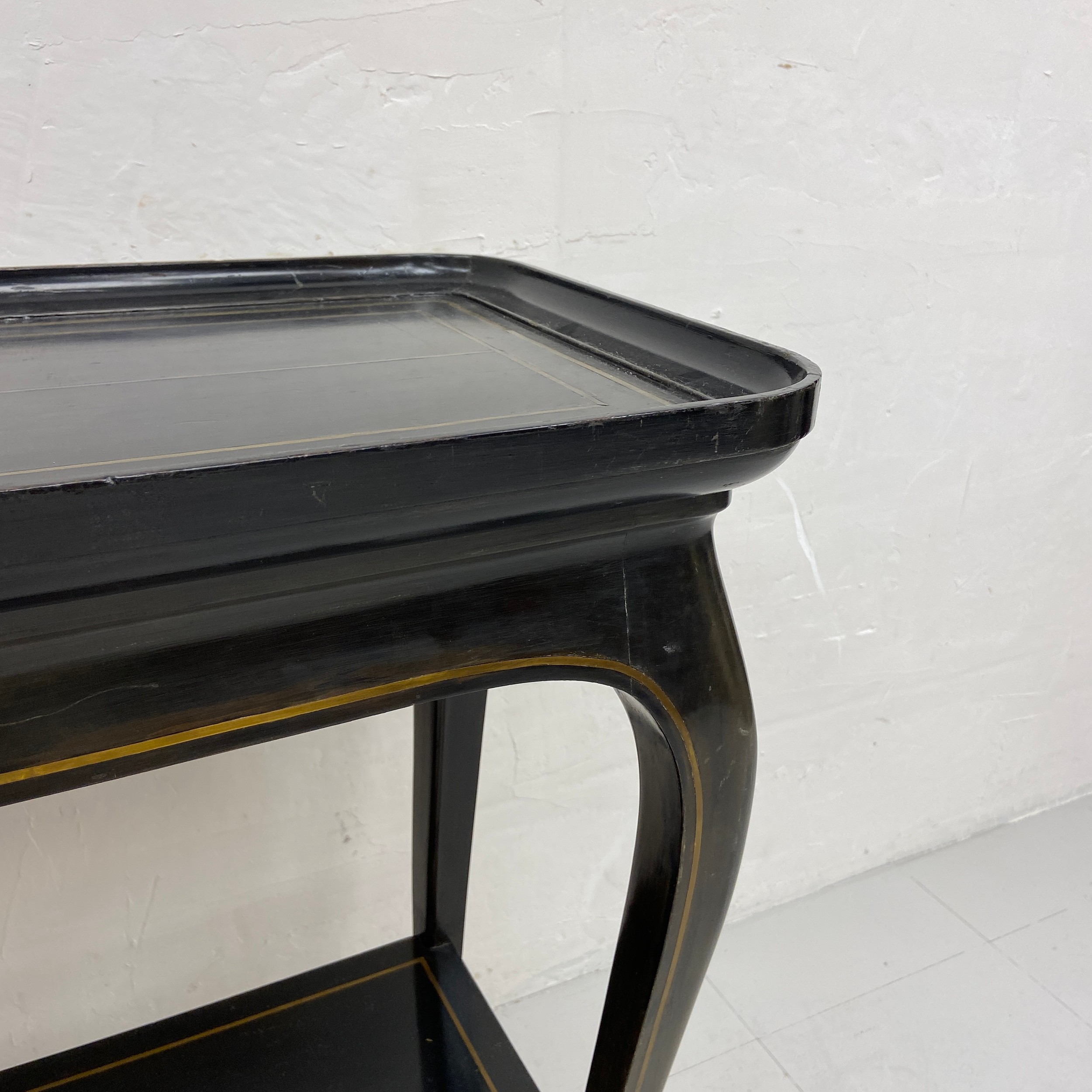 A 20th century Louis XV style console or side table possibly by Maison Jansen having a black - Image 6 of 6