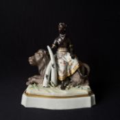 An 18th century hand painted European porcelain allegory of Africa depicting a blackamoor figure on