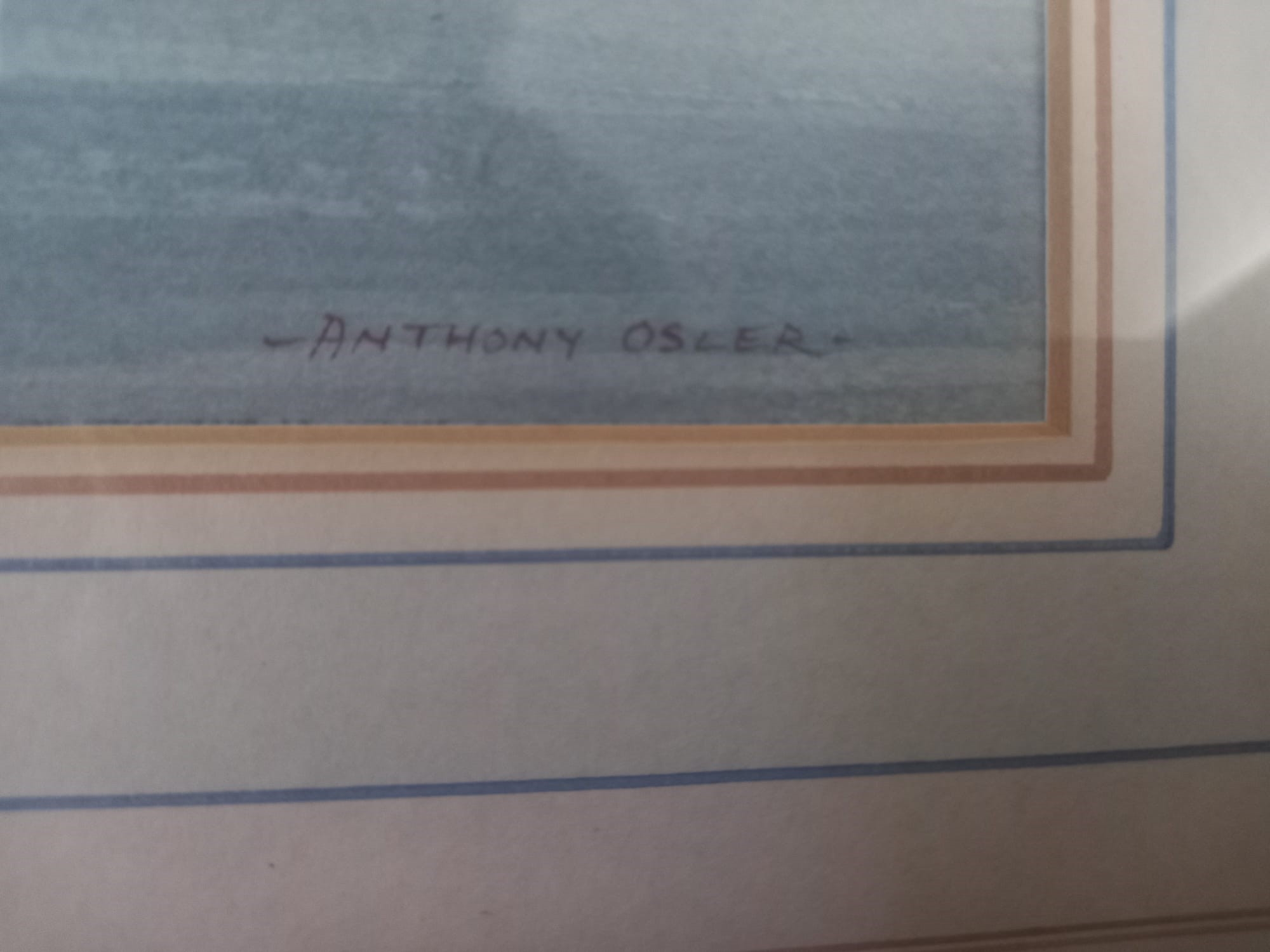 A pair of framed and glazed watercolours, sailing boats at sea, signed Anthony Osler, with gallery - Image 4 of 6